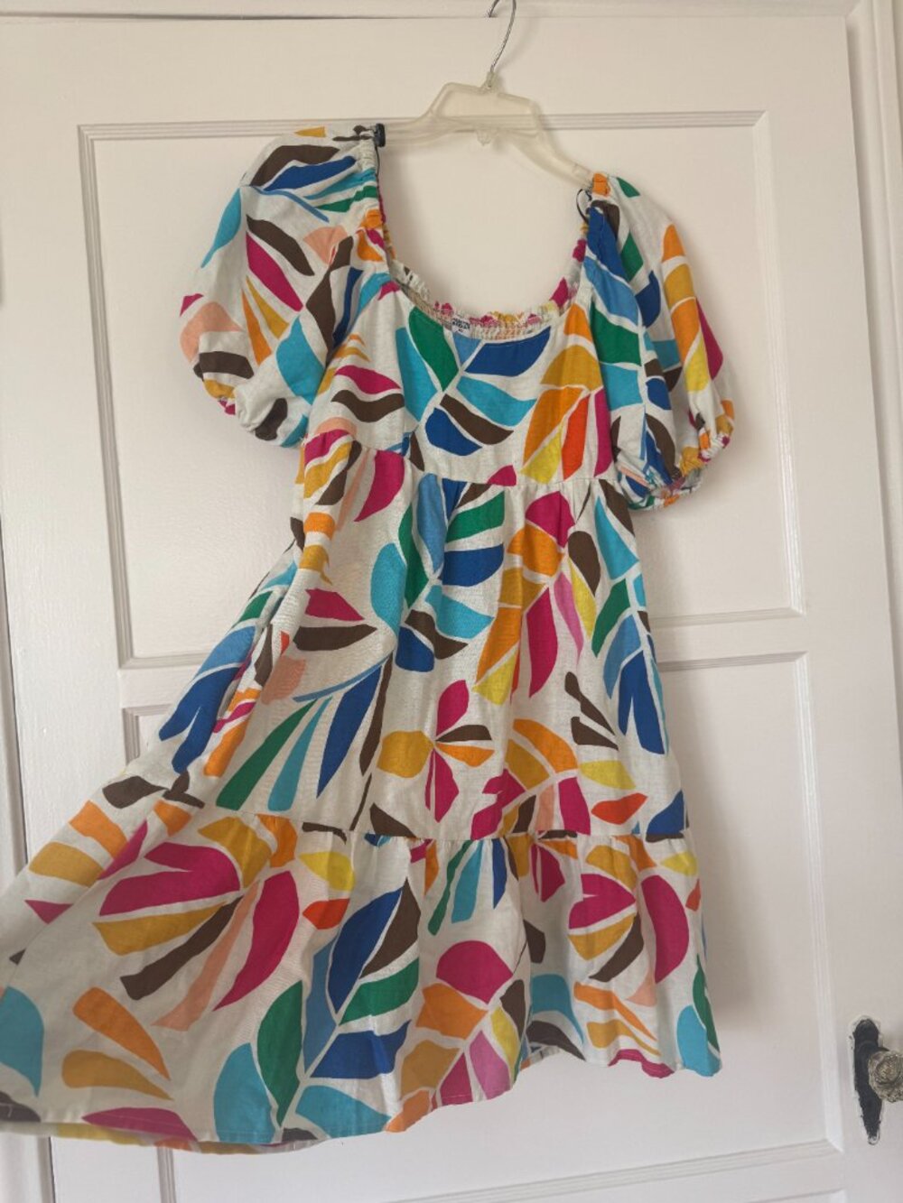 Tabitha Brown x Target Linen Blend Puff Dress - Rainbow Botanical Print - Picture 3 of 9
